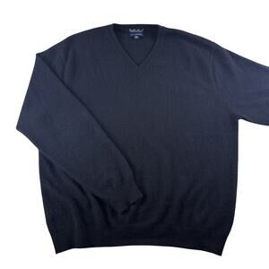 Club Room Mens XL 100% Estate Cashmere V-Neck Sweater Pullover Black